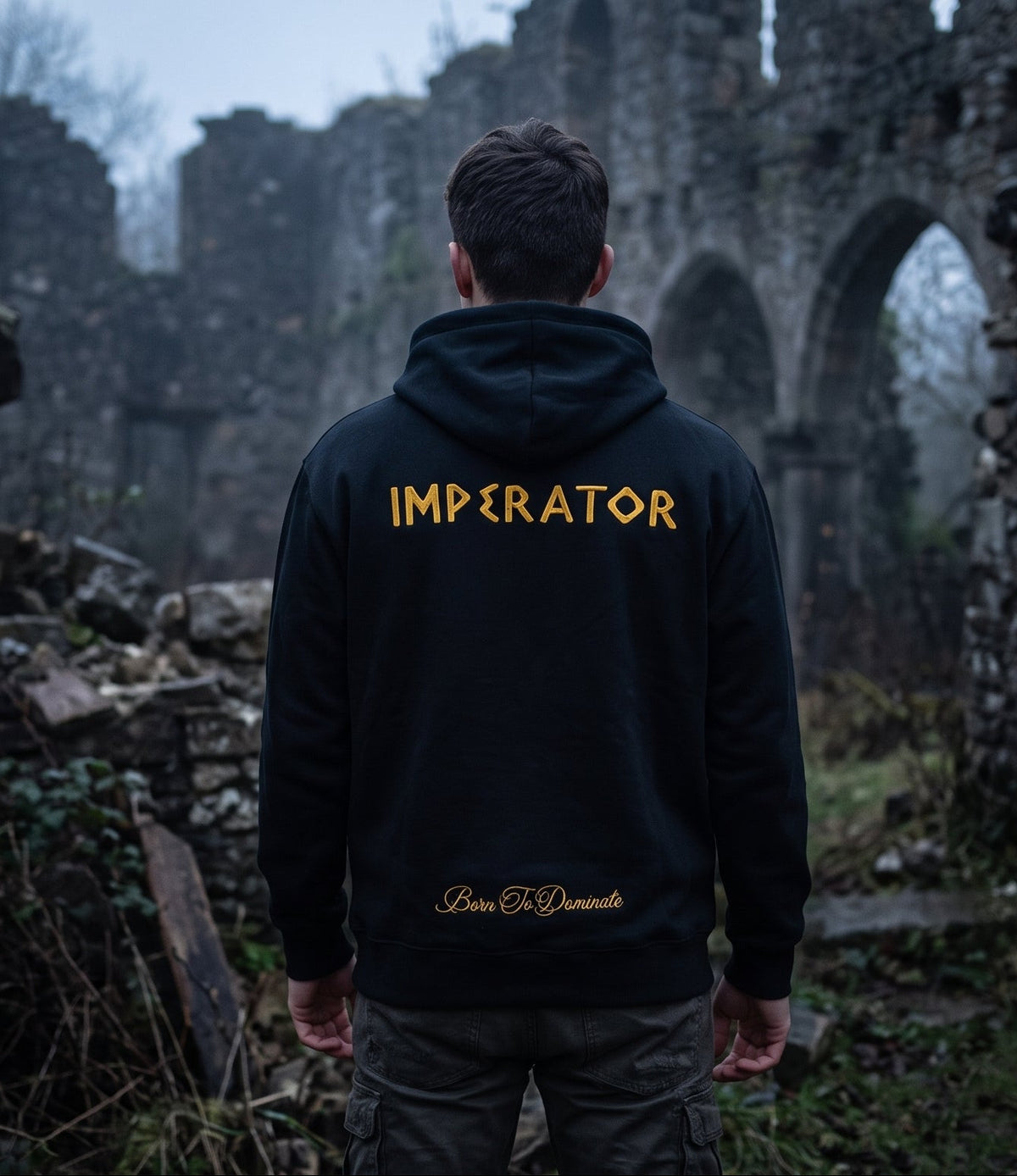Hoodie noir · Aigle brodé